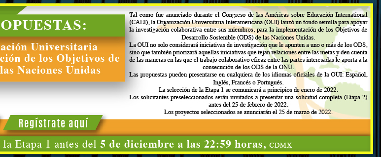 Llamado a propuestas: Financiación de Investigación Universitaria Colaborativa sobre la Aplicación de los ODS de las Naciones Unidas (Registro)